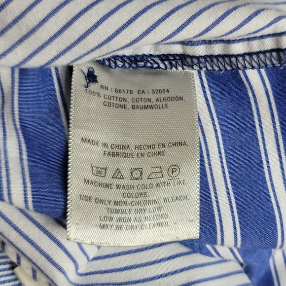 Maeve Newport Wrap Shirt Dress Blue White Size 14 Striped Long Sleeve Mini READ - Picture 7 of 10